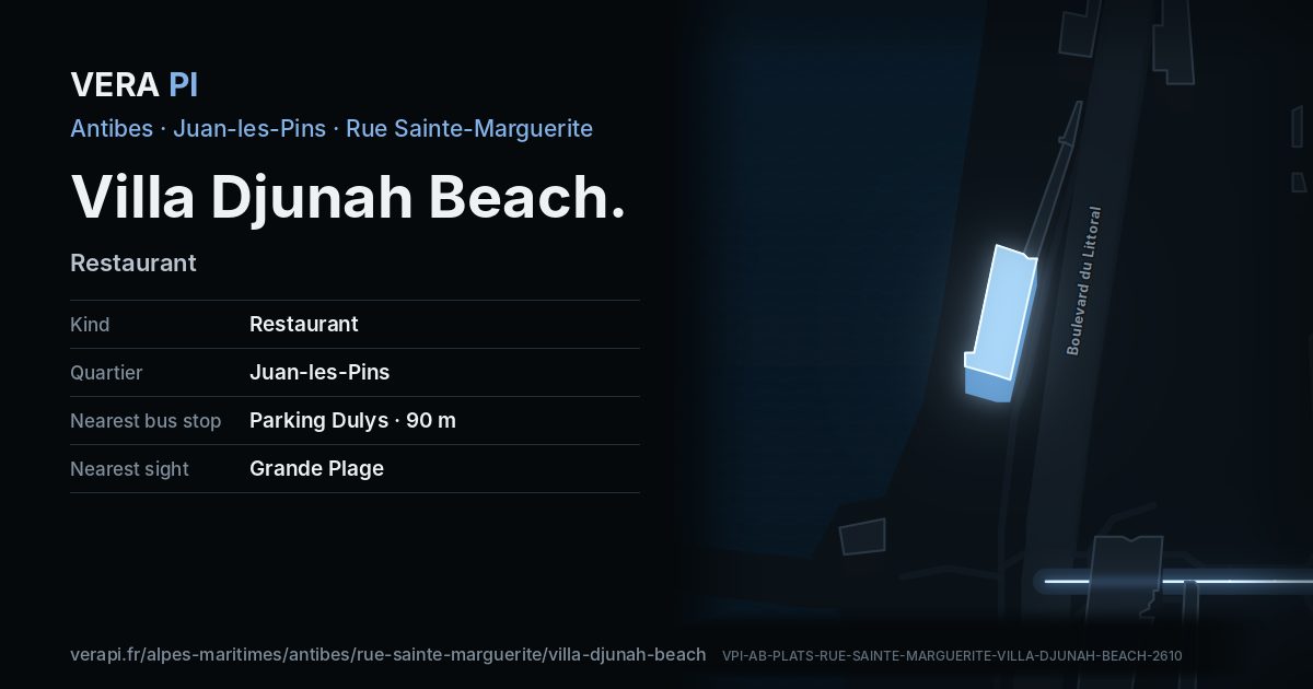 The VERA PI card for Villa Djunah Beach