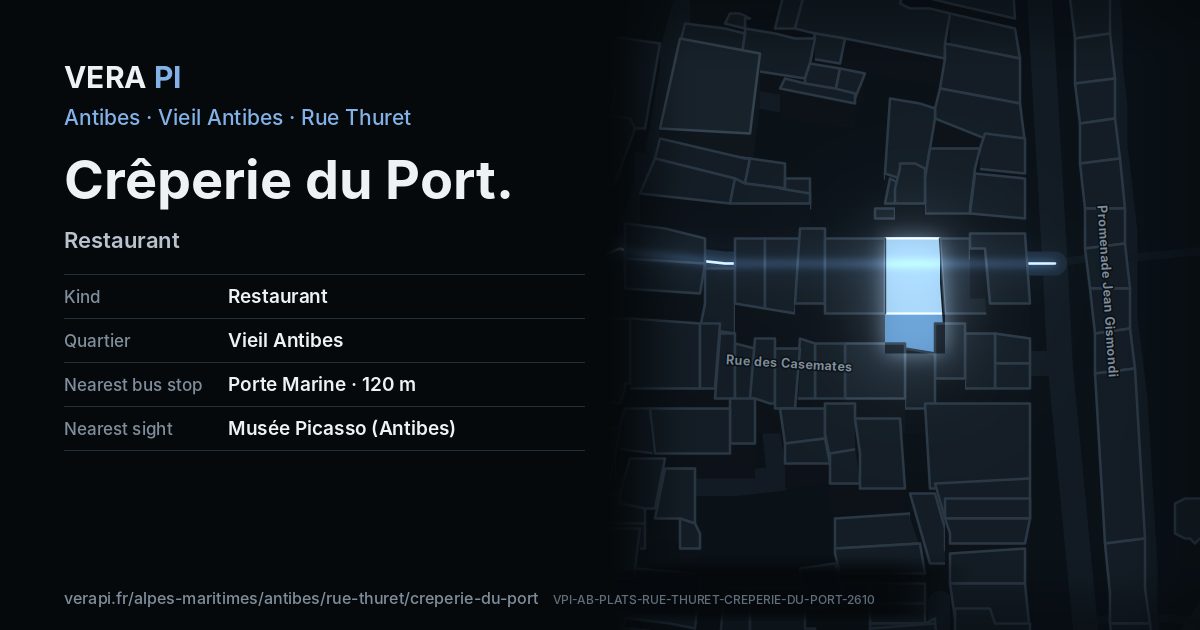 The VERA PI card for Crêperie du Port