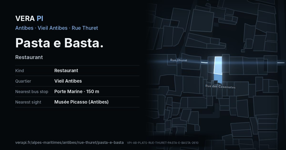 The VERA PI card for Pasta e Basta