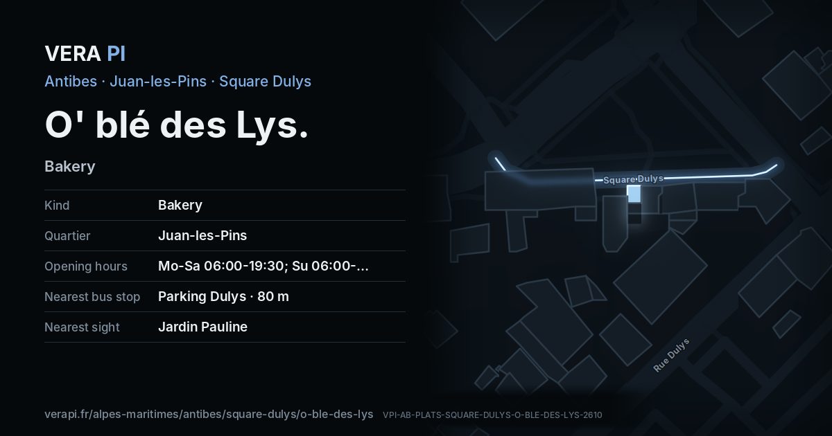The VERA PI card for O' blé des Lys