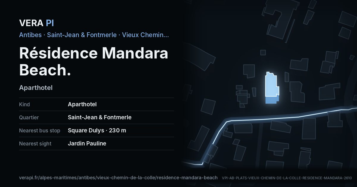The VERA PI card for Résidence Mandara Beach