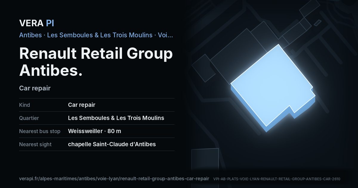 The VERA PI card for Renault Retail Group Antibes
