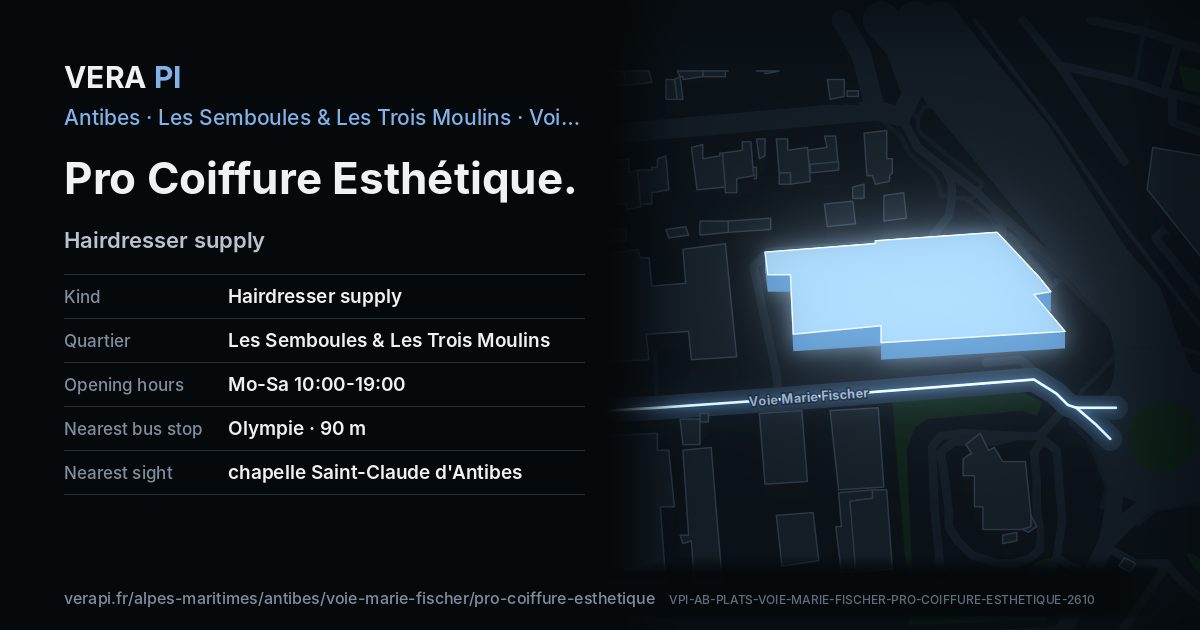 The VERA PI card for Pro Coiffure Esthétique
