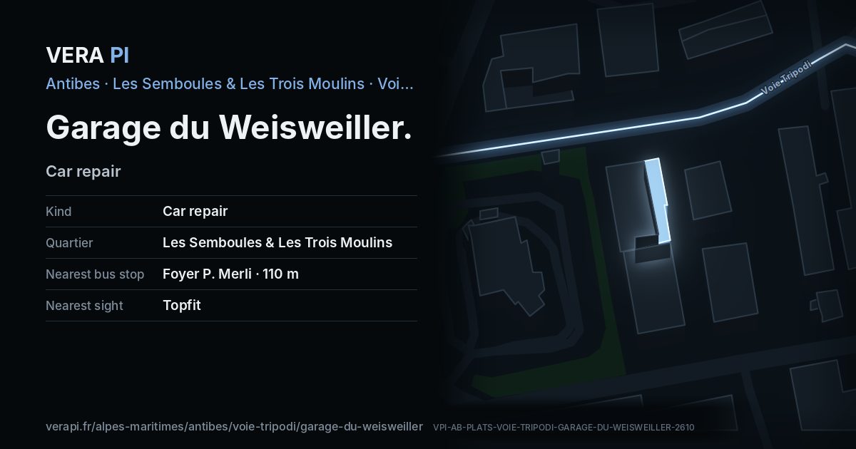 The VERA PI card for Garage du Weisweiller