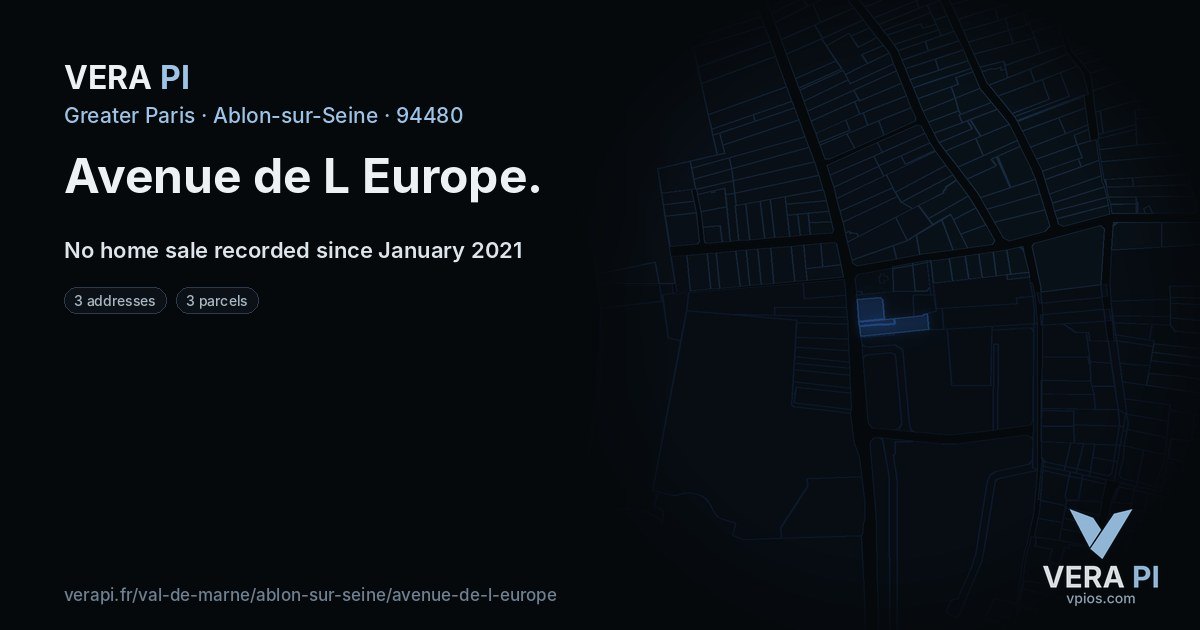 Avenue de L Europe, Ablon-sur-Seine at night – every parcel coloured by the prices around it, the street's own parcels lit