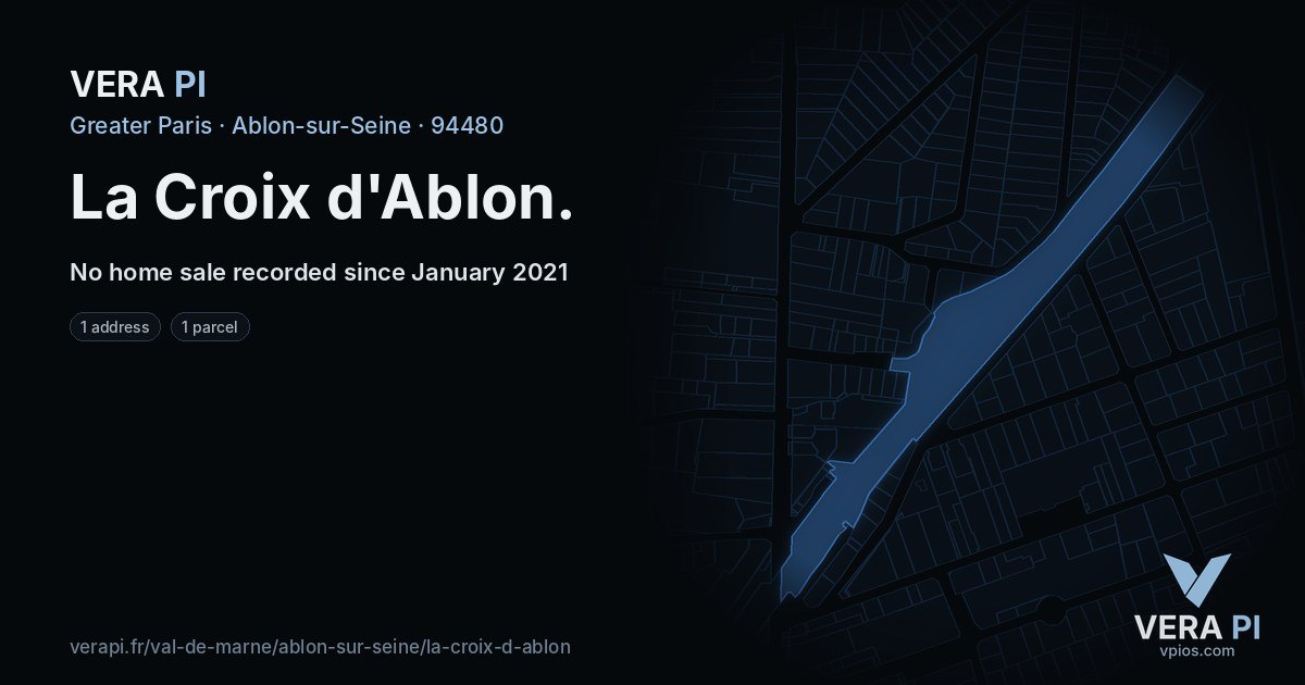 La Croix d'Ablon, Ablon-sur-Seine at night – every parcel coloured by the prices around it, the street's own parcels lit