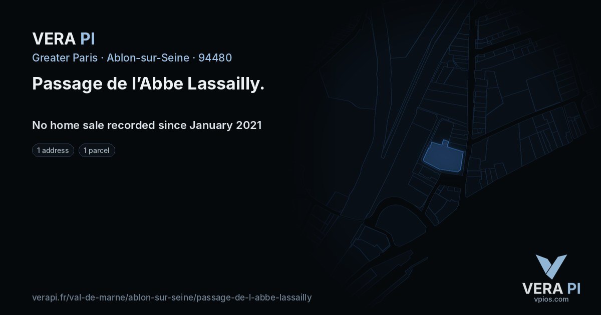 Passage de l’Abbe Lassailly, Ablon-sur-Seine at night – every parcel coloured by the prices around it, the street's own parcels lit