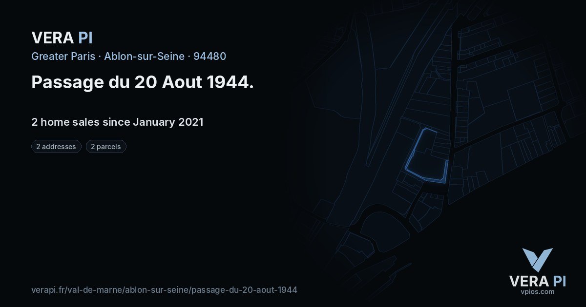 Passage du 20 Aout 1944, Ablon-sur-Seine at night – every parcel coloured by the prices around it, the street's own parcels lit