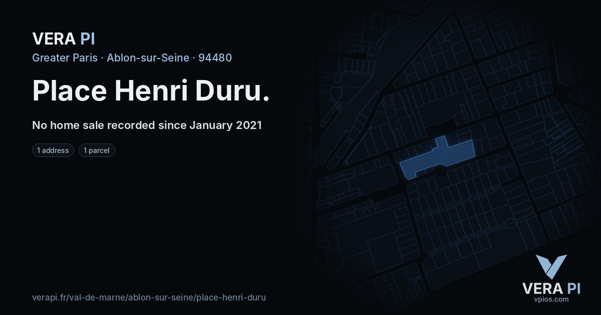 Place Henri Duru, Ablon-sur-Seine at night – every parcel coloured by the prices around it, the street's own parcels lit