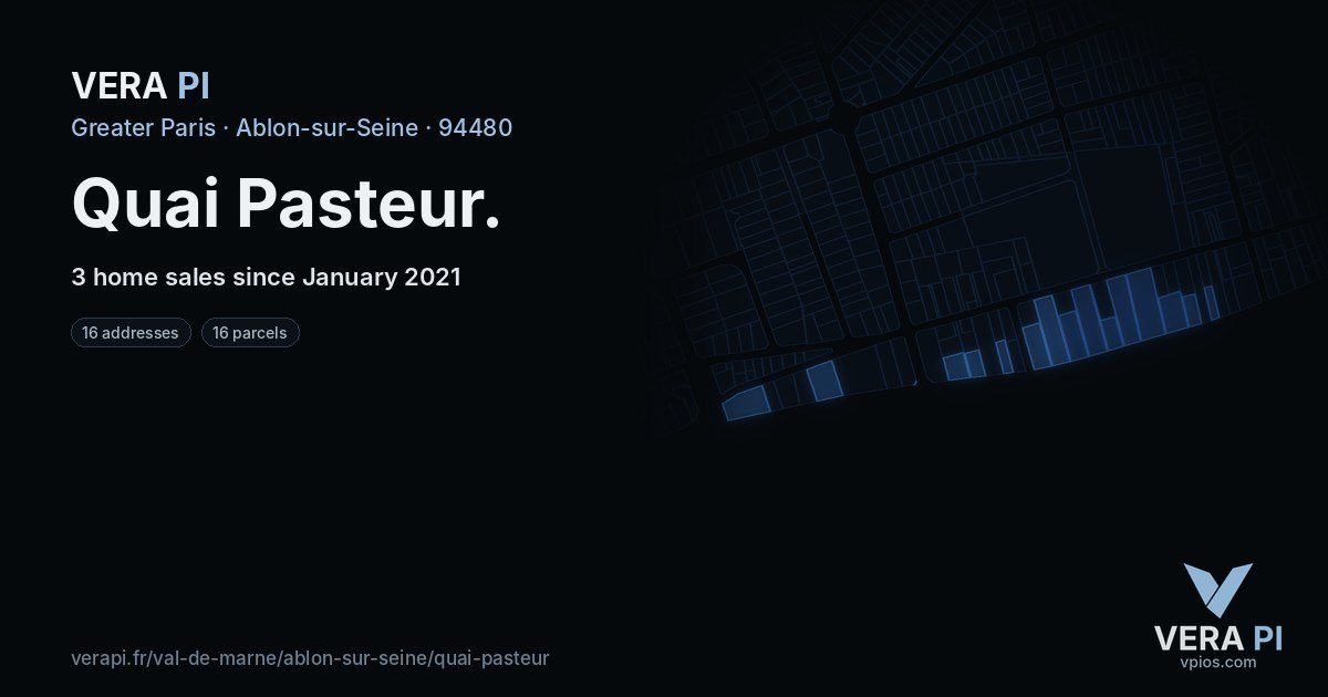 Quai Pasteur, Ablon-sur-Seine at night – every parcel coloured by the prices around it, the street's own parcels lit