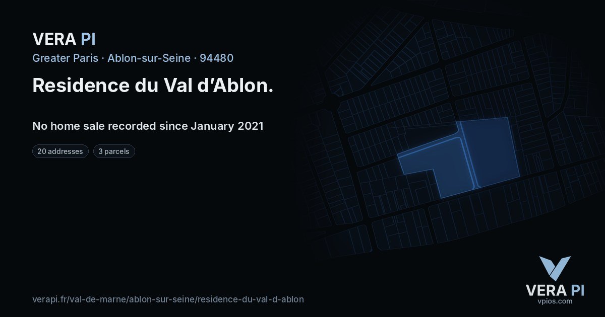 Residence du Val d’Ablon, Ablon-sur-Seine at night – every parcel coloured by the prices around it, the street's own parcels lit