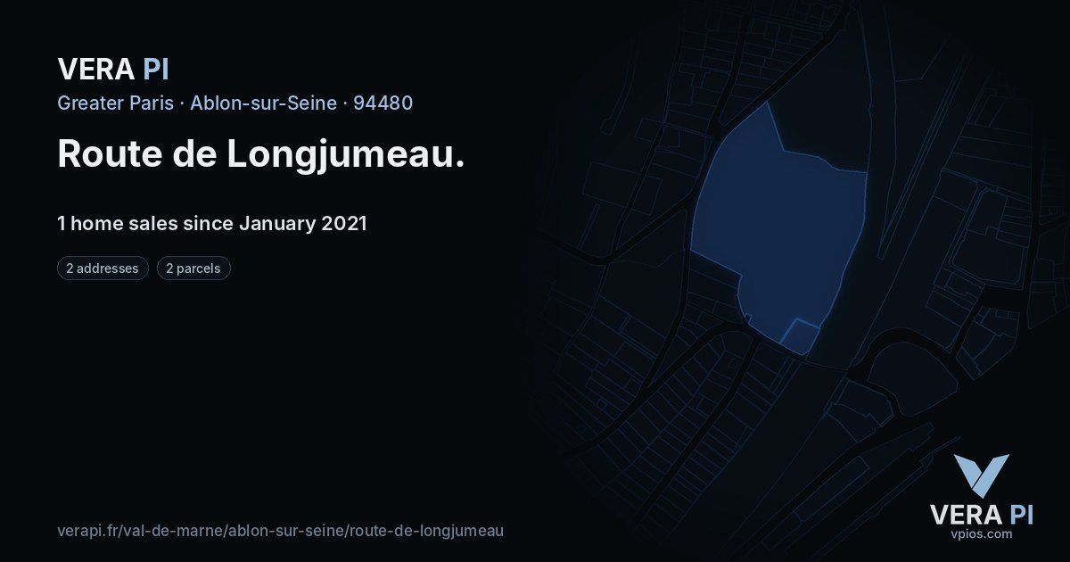 Route de Longjumeau, Ablon-sur-Seine at night – every parcel coloured by the prices around it, the street's own parcels lit