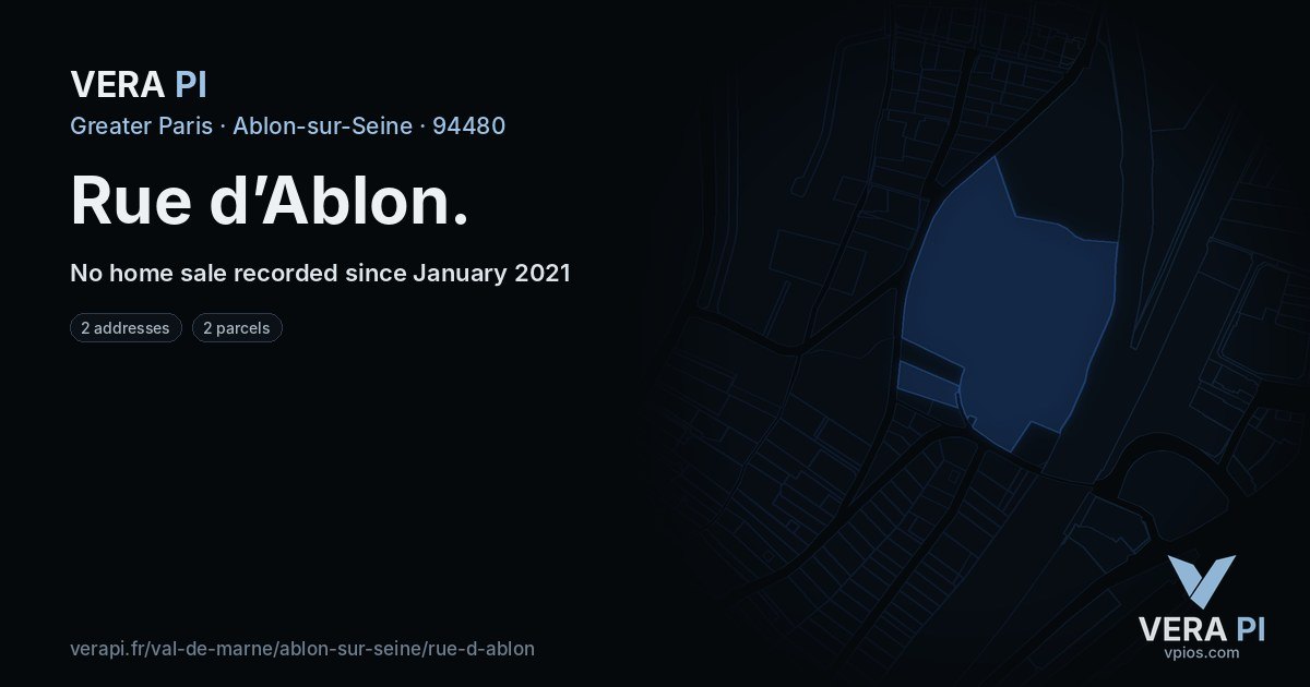 Rue d’Ablon, Ablon-sur-Seine at night – every parcel coloured by the prices around it, the street's own parcels lit