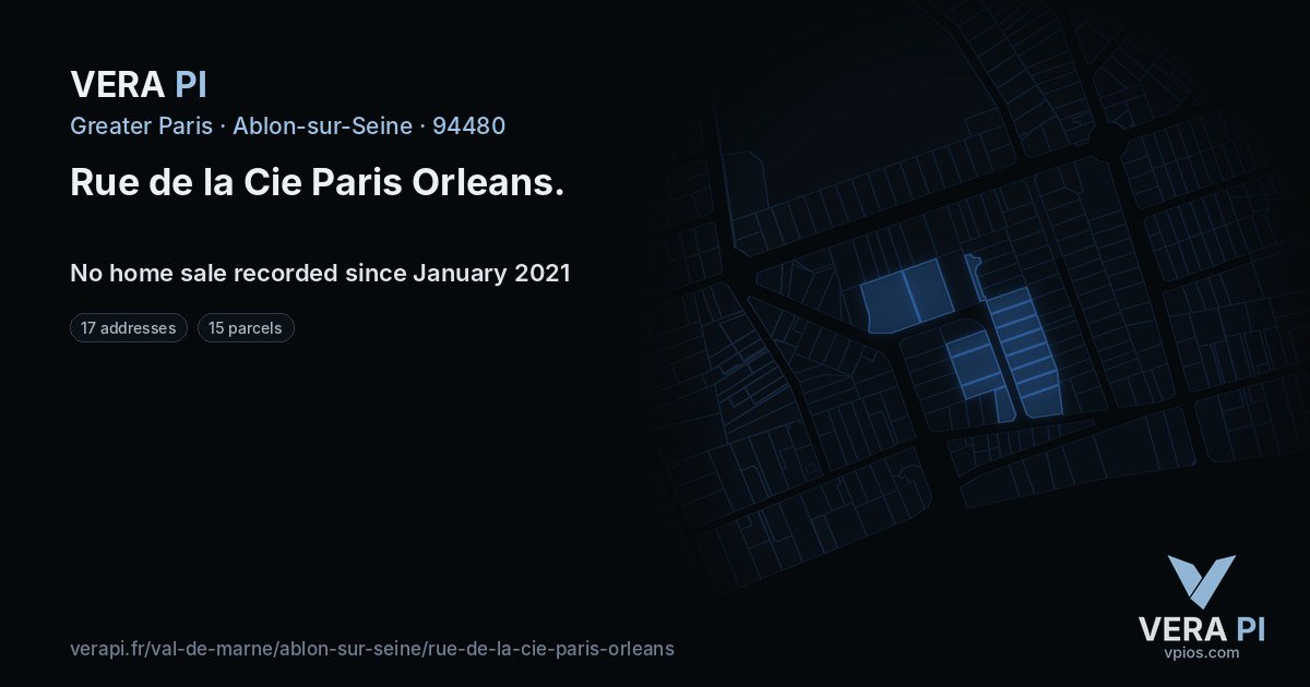 Rue de la Cie Paris Orleans, Ablon-sur-Seine at night – every parcel coloured by the prices around it, the street's own parcels lit