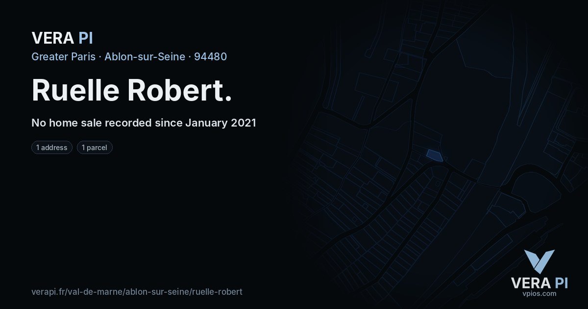 Ruelle Robert, Ablon-sur-Seine at night – every parcel coloured by the prices around it, the street's own parcels lit