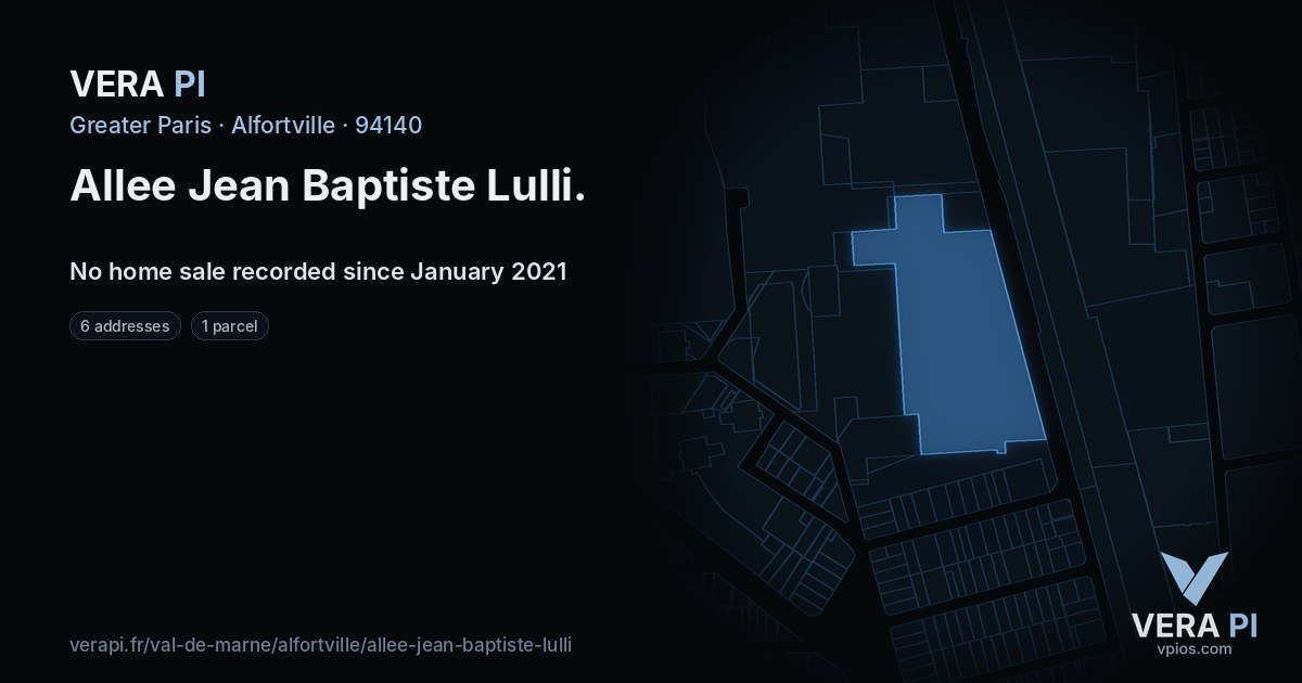 Allee Jean Baptiste Lulli, Alfortville at night – every parcel coloured by the prices around it, the street's own parcels lit