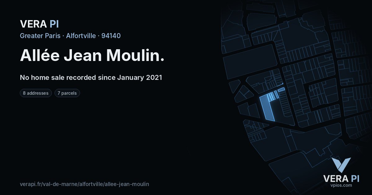 Allée Jean Moulin, Alfortville at night – every parcel coloured by the prices around it, the street's own parcels lit