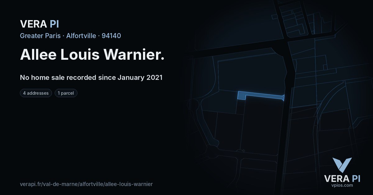 Allee Louis Warnier, Alfortville at night – every parcel coloured by the prices around it, the street's own parcels lit