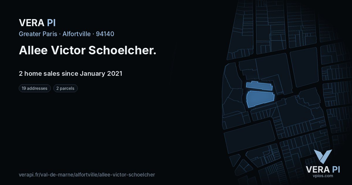 Allee Victor Schoelcher, Alfortville at night – every parcel coloured by the prices around it, the street's own parcels lit