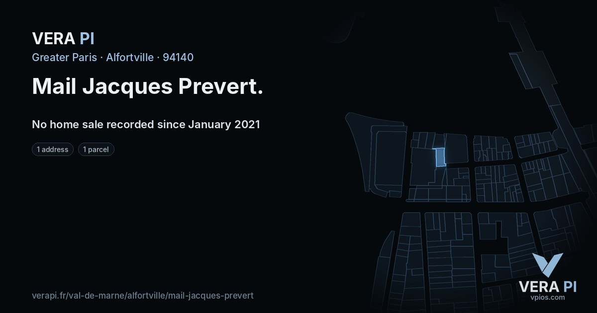 Mail Jacques Prevert, Alfortville at night – every parcel coloured by the prices around it, the street's own parcels lit