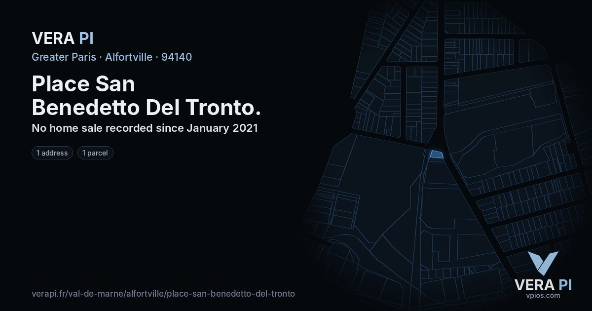 Place San Benedetto Del Tronto, Alfortville at night – every parcel coloured by the prices around it, the street's own parcels lit