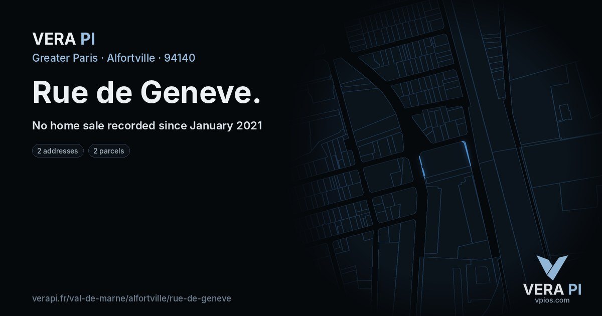Rue de Geneve, Alfortville at night – every parcel coloured by the prices around it, the street's own parcels lit