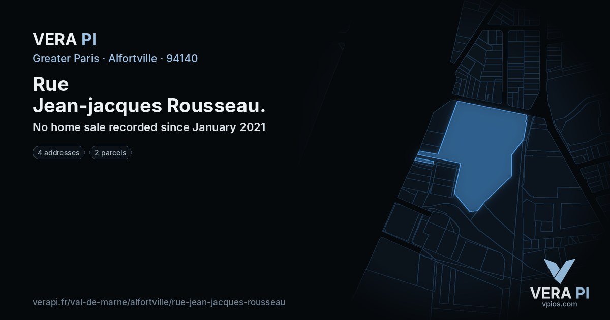 Rue Jean-jacques Rousseau, Alfortville at night – every parcel coloured by the prices around it, the street's own parcels lit