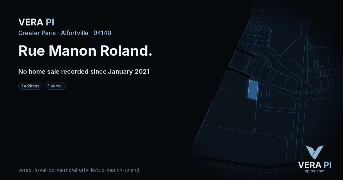 Rue Manon Roland, Alfortville at night – every parcel coloured by the prices around it, the street's own parcels lit