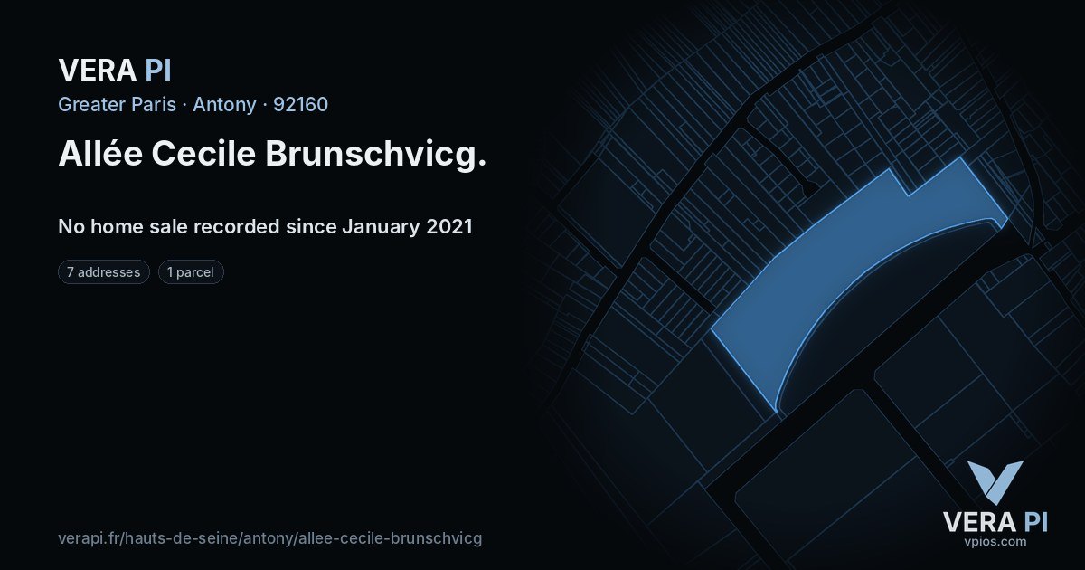 Allée Cecile Brunschvicg, Antony at night – every parcel coloured by the prices around it, the street's own parcels lit