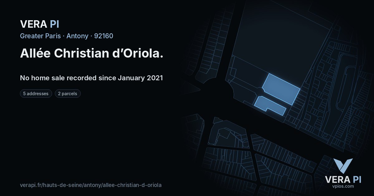 Allée Christian d’Oriola, Antony at night – every parcel coloured by the prices around it, the street's own parcels lit