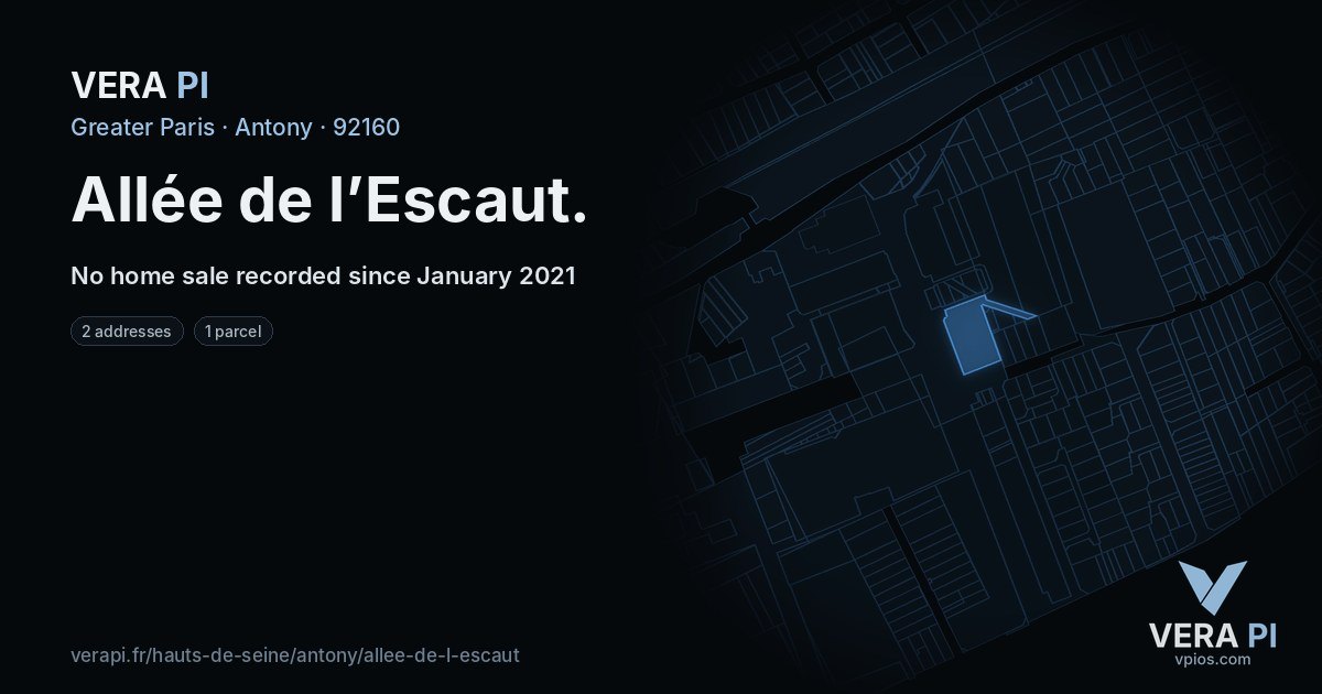 Allée de l’Escaut, Antony at night – every parcel coloured by the prices around it, the street's own parcels lit