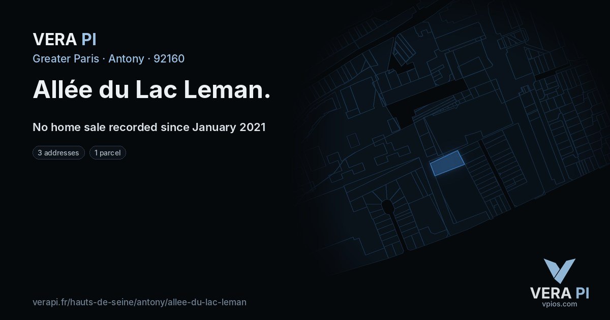 Allée du Lac Leman, Antony at night – every parcel coloured by the prices around it, the street's own parcels lit