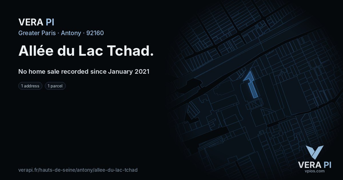 Allée du Lac Tchad, Antony at night – every parcel coloured by the prices around it, the street's own parcels lit