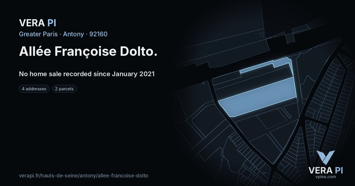 Allée Françoise Dolto, Antony at night – every parcel coloured by the prices around it, the street's own parcels lit