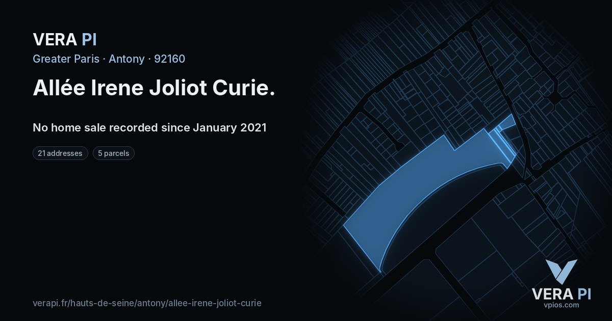 Allée Irene Joliot Curie, Antony at night – every parcel coloured by the prices around it, the street's own parcels lit