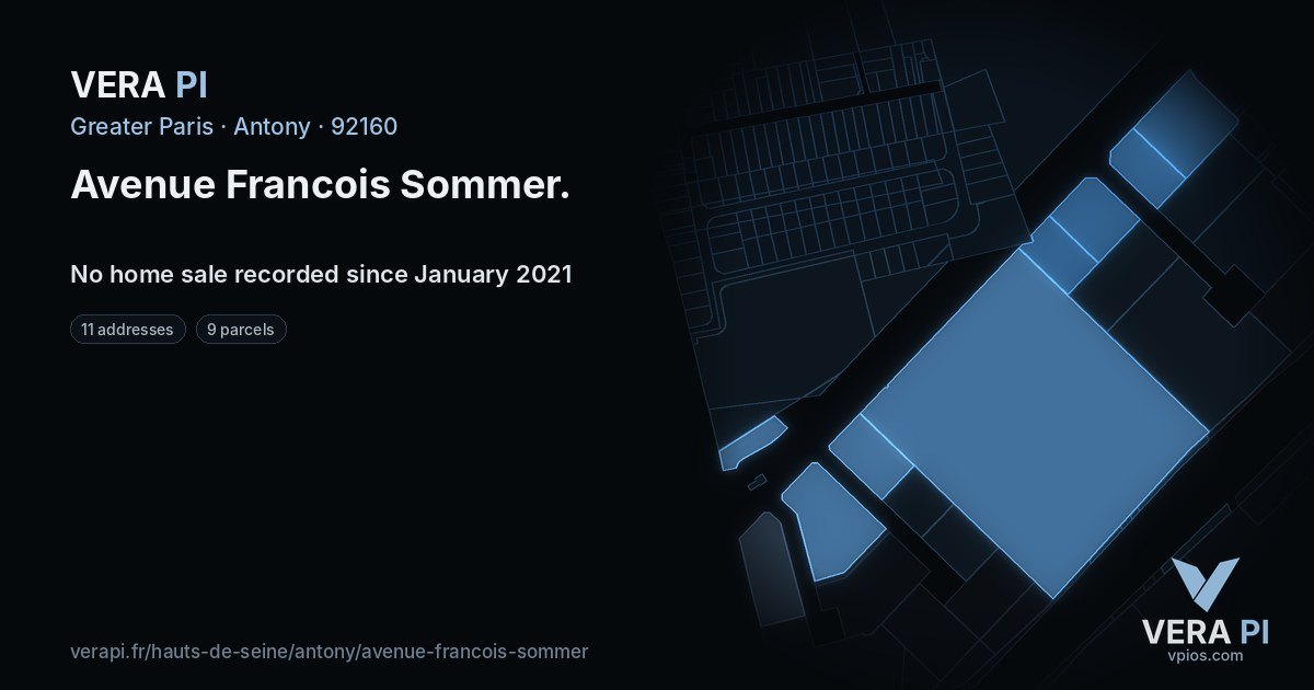 Avenue Francois Sommer, Antony at night – every parcel coloured by the prices around it, the street's own parcels lit
