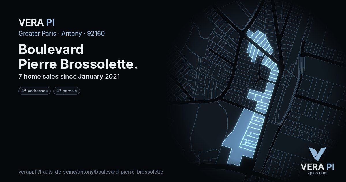 Boulevard Pierre Brossolette, Antony at night – every parcel coloured by the prices around it, the street's own parcels lit