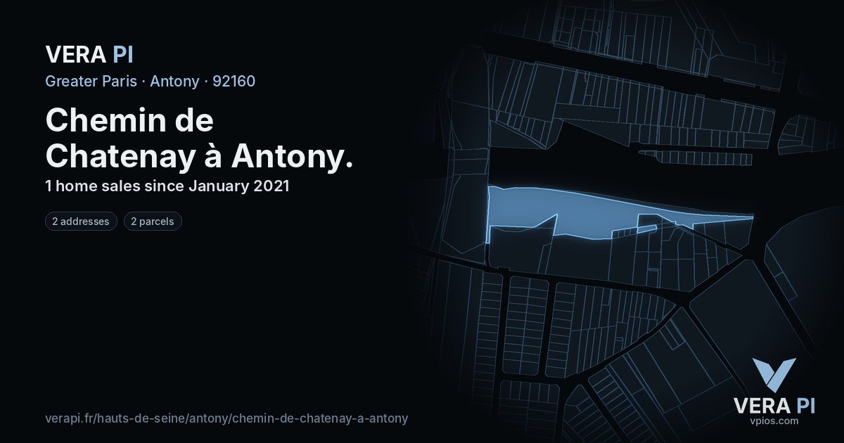 Chemin de Chatenay à Antony, Antony at night – every parcel coloured by the prices around it, the street's own parcels lit