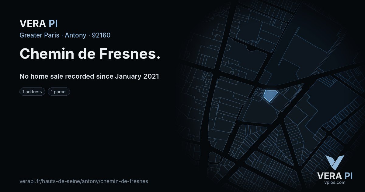 Chemin de Fresnes, Antony at night – every parcel coloured by the prices around it, the street's own parcels lit