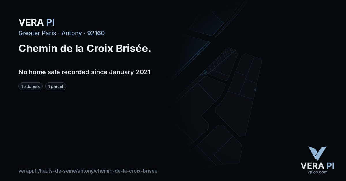 Chemin de la Croix Brisée, Antony at night – every parcel coloured by the prices around it, the street's own parcels lit