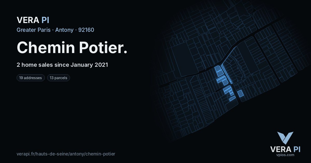 Chemin Potier, Antony at night – every parcel coloured by the prices around it, the street's own parcels lit