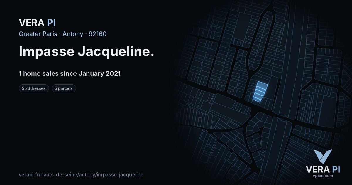Impasse Jacqueline, Antony at night – every parcel coloured by the prices around it, the street's own parcels lit