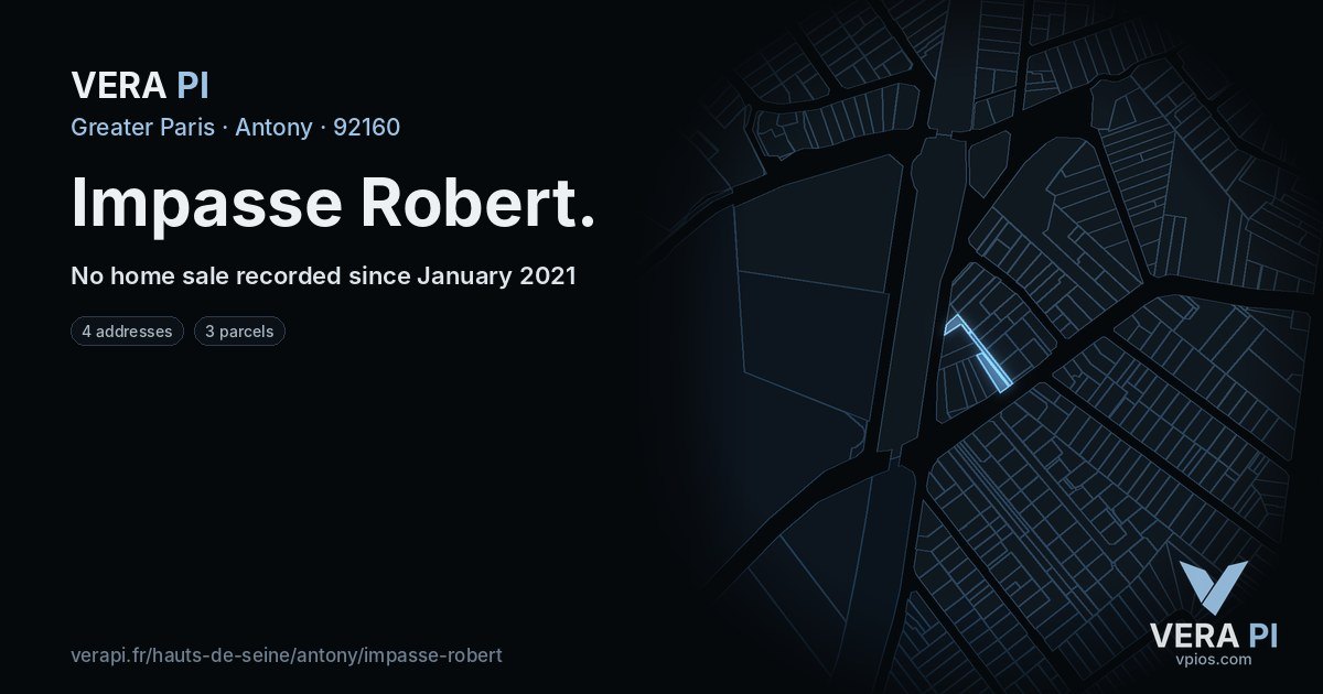 Impasse Robert, Antony at night – every parcel coloured by the prices around it, the street's own parcels lit