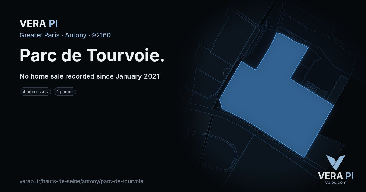 Parc de Tourvoie, Antony at night – every parcel coloured by the prices around it, the street's own parcels lit
