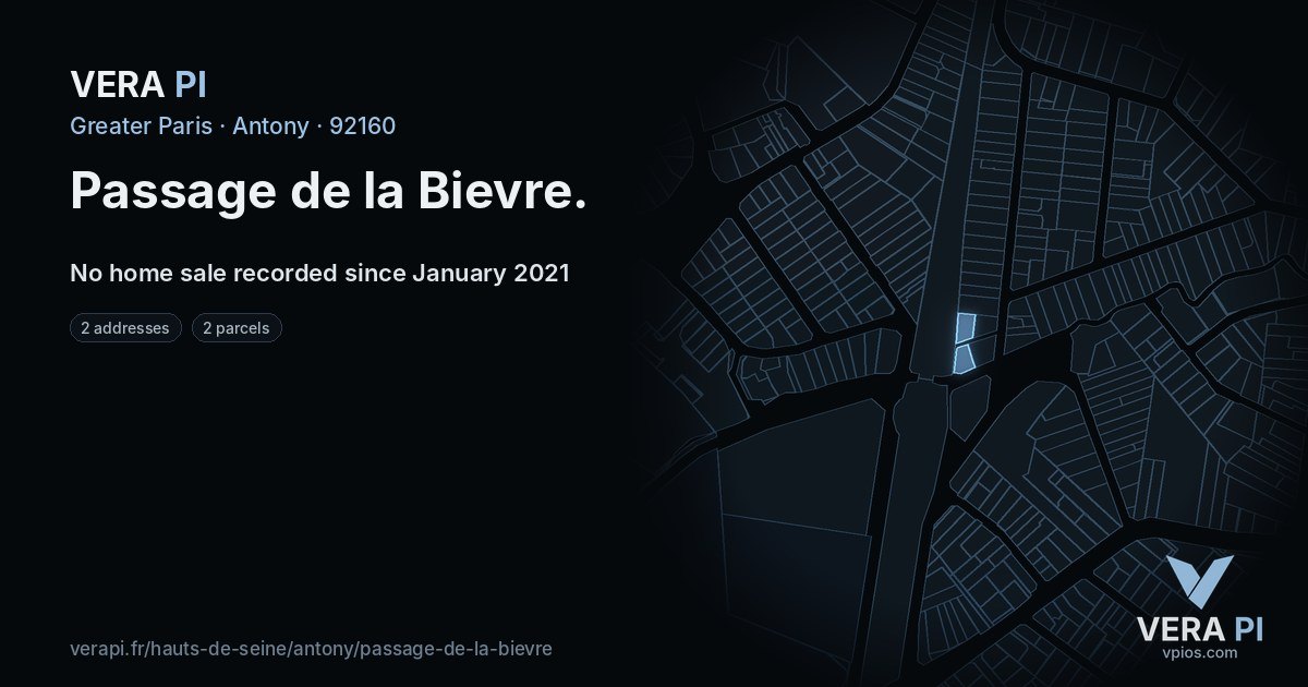 Passage de la Bievre, Antony at night – every parcel coloured by the prices around it, the street's own parcels lit