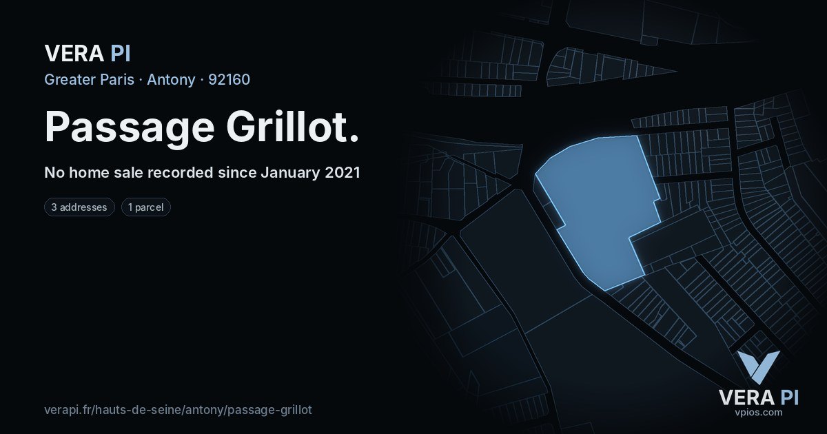 Passage Grillot, Antony at night – every parcel coloured by the prices around it, the street's own parcels lit