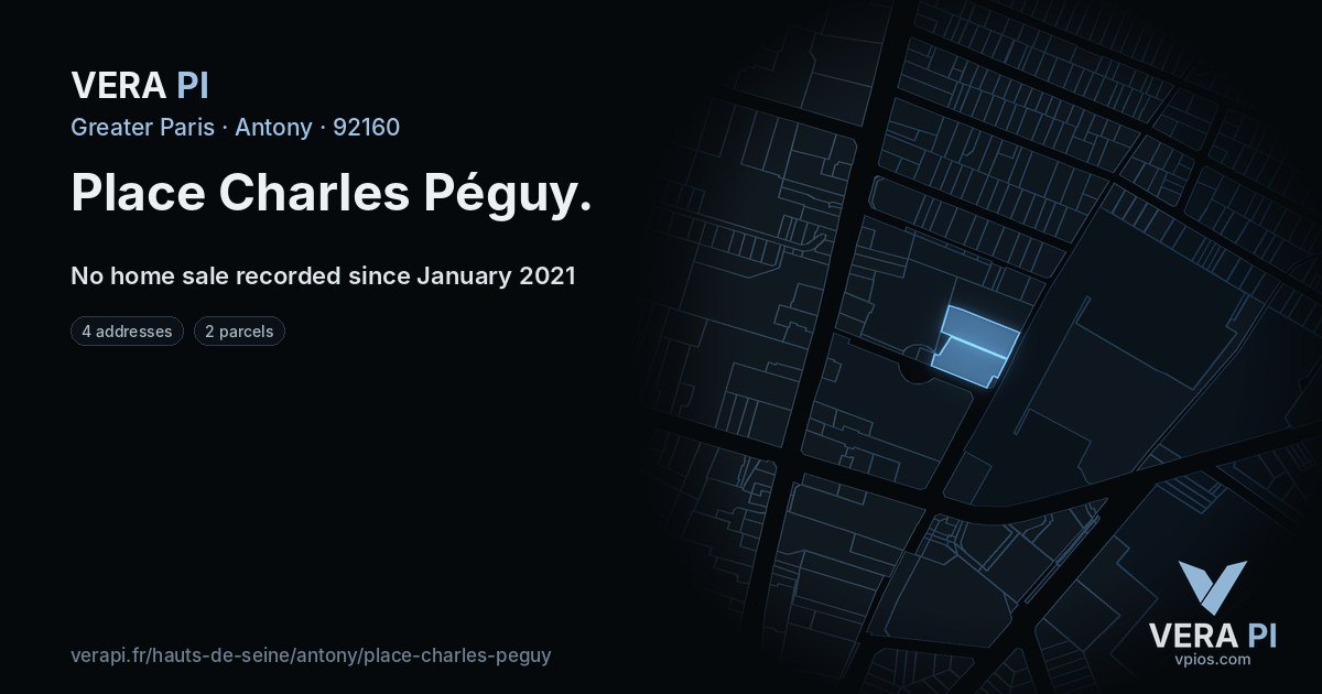 Place Charles Péguy, Antony at night – every parcel coloured by the prices around it, the street's own parcels lit