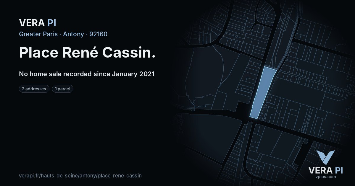 Place René Cassin, Antony at night – every parcel coloured by the prices around it, the street's own parcels lit