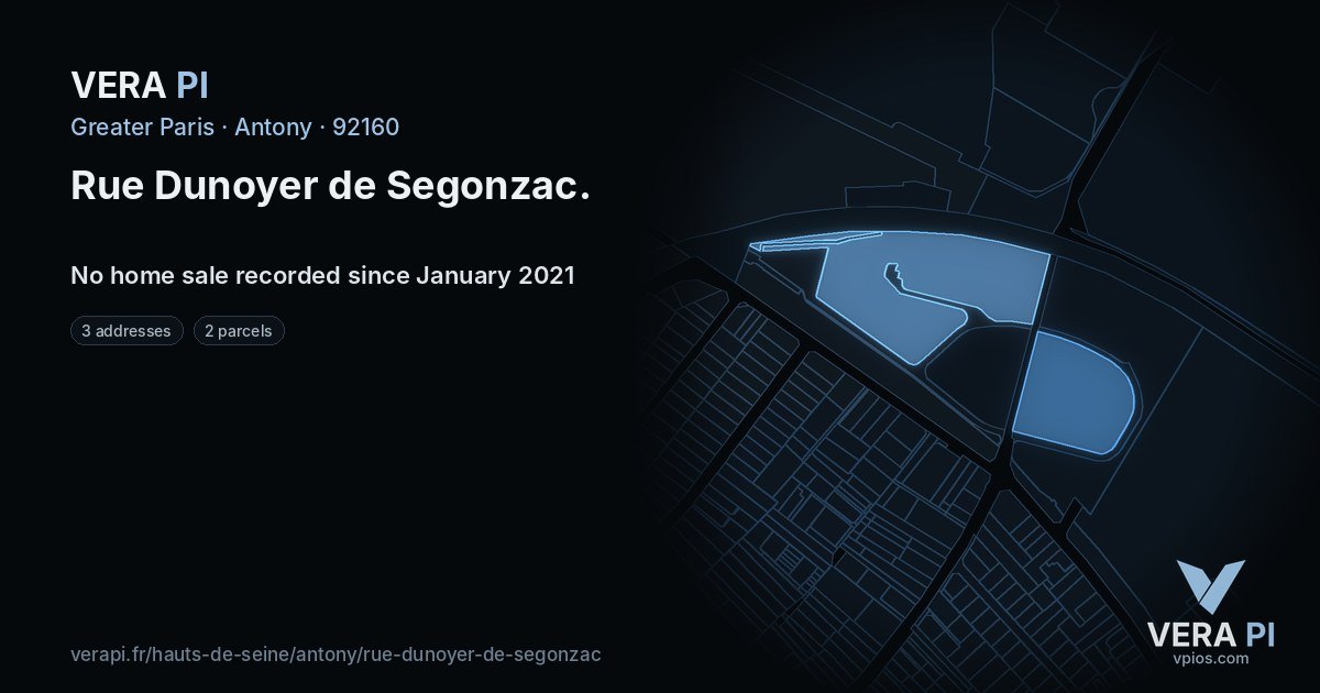Rue Dunoyer de Segonzac, Antony at night – every parcel coloured by the prices around it, the street's own parcels lit