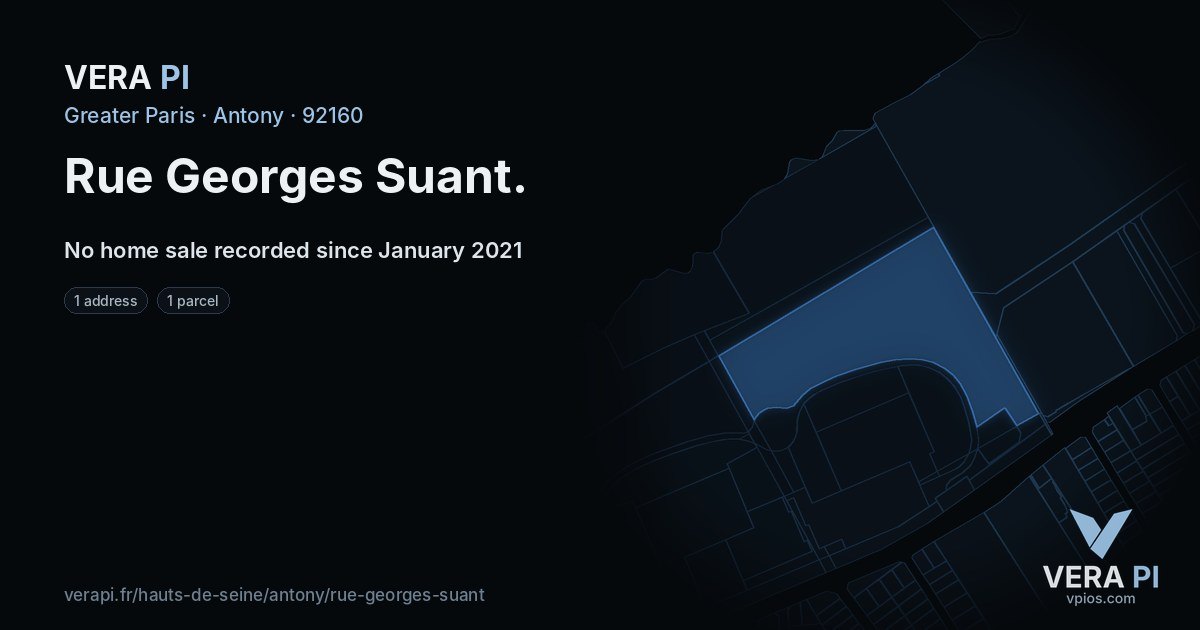 Rue Georges Suant, Antony at night – every parcel coloured by the prices around it, the street's own parcels lit
